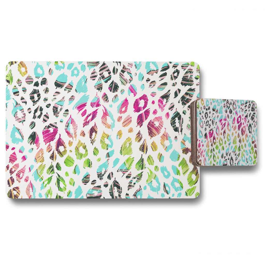 New Product Multi Coloured Leopard Spots (Placemat & Coaster Set)  - Andrew Lee Home and Living