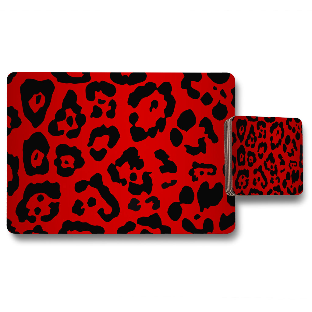 New Product Red Leopard Print (Placemat & Coaster Set)  - Andrew Lee Home and Living