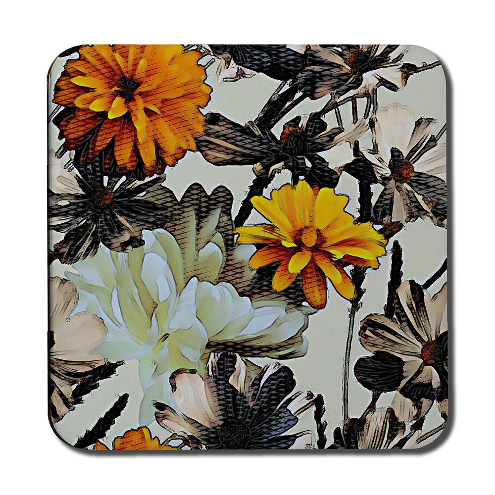 Orange Flower Print (Coaster) - Andrew Lee Home and Living