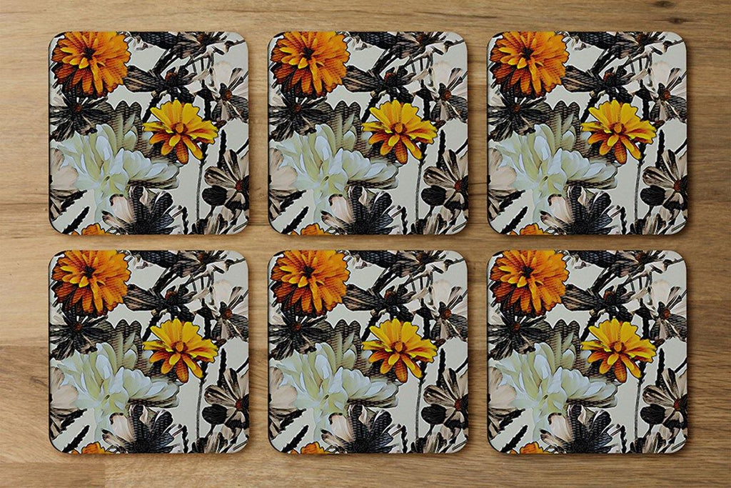 Orange Flower Print (Coaster) - Andrew Lee Home and Living