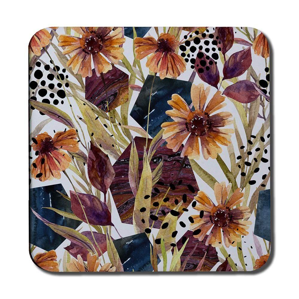 Autumn Geometric Flowers (Coaster) - Andrew Lee Home and Living