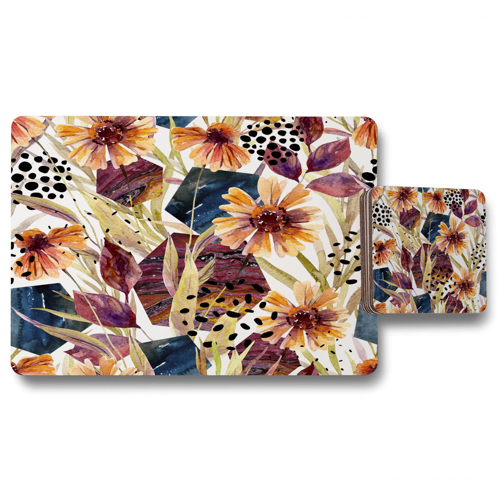 New Product Autumn Geometric Flowers (Placemat & Coaster Set)  - Andrew Lee Home and Living