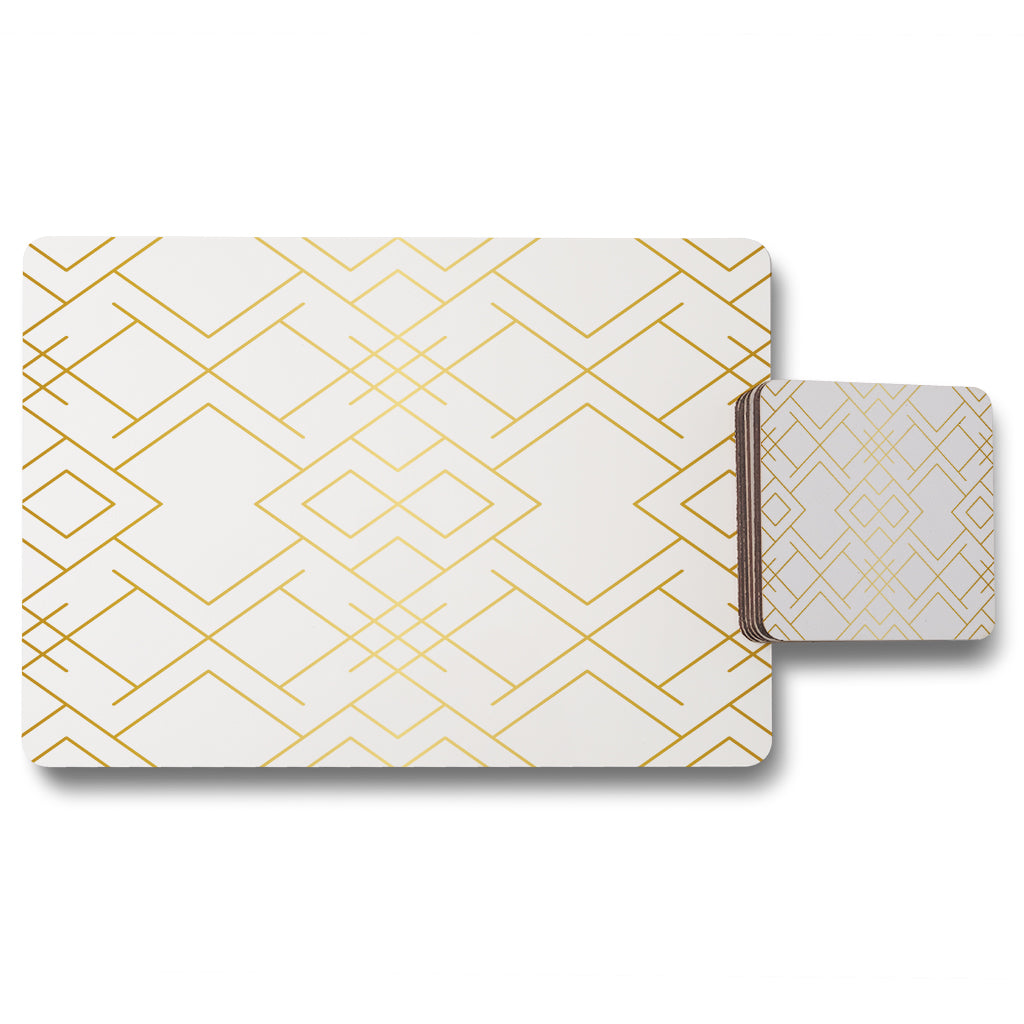 New Product Golden Geo Pattern (Placemat & Coaster Set)  - Andrew Lee Home and Living