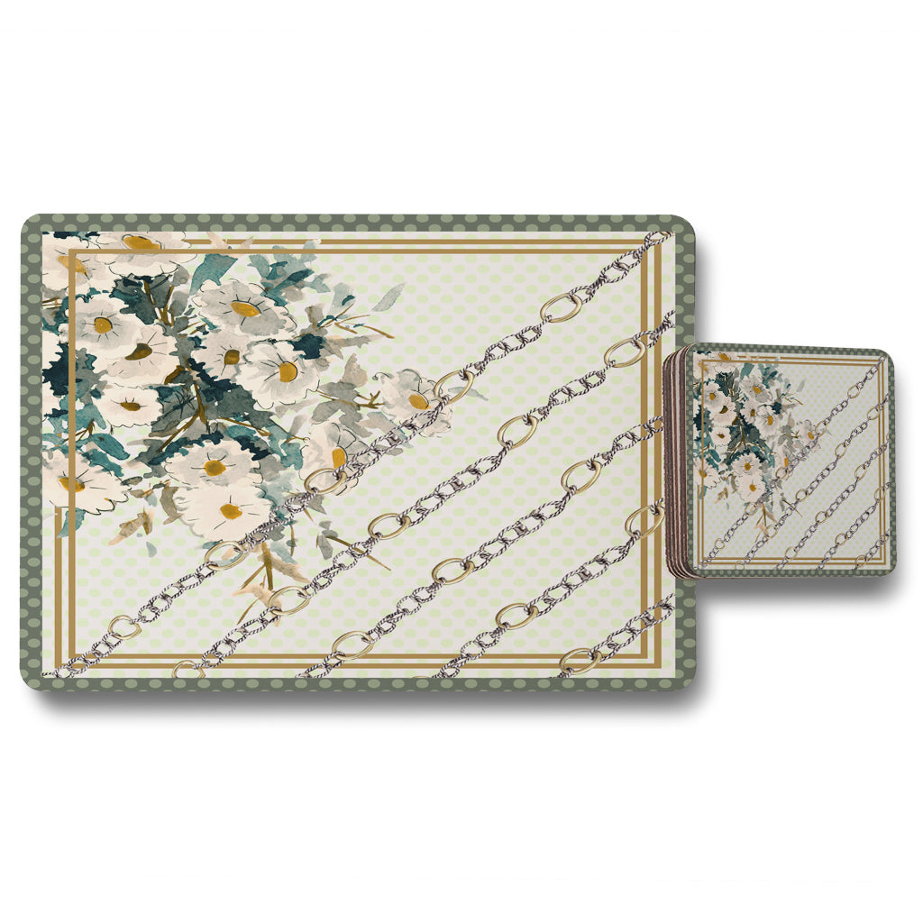 New Product Flowers & Chain Links (Placemat & Coaster Set)  - Andrew Lee Home and Living