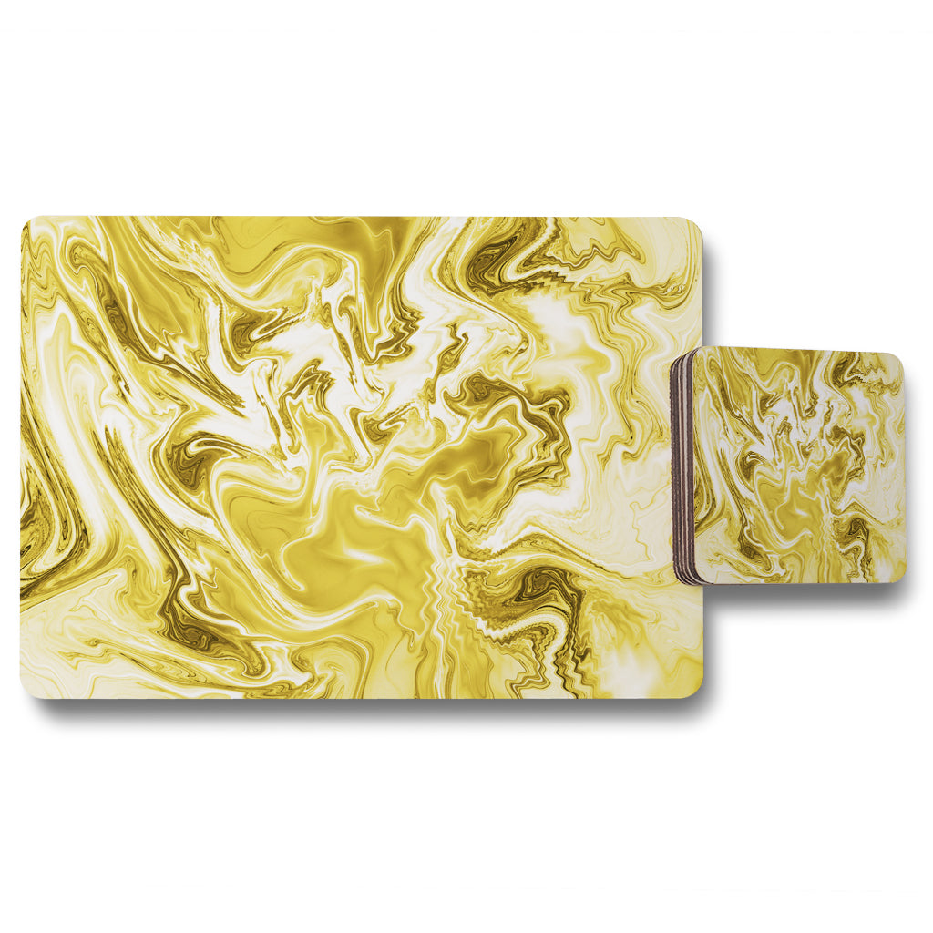 New Product Golden Swirled Marble (Placemat & Coaster Set)  - Andrew Lee Home and Living