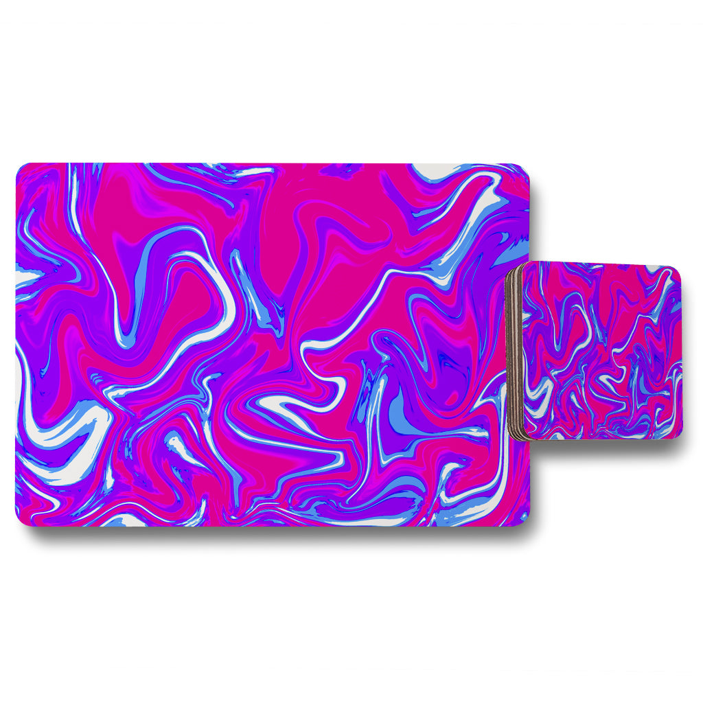 New Product Pink & Blue Marble (Placemat & Coaster Set)  - Andrew Lee Home and Living