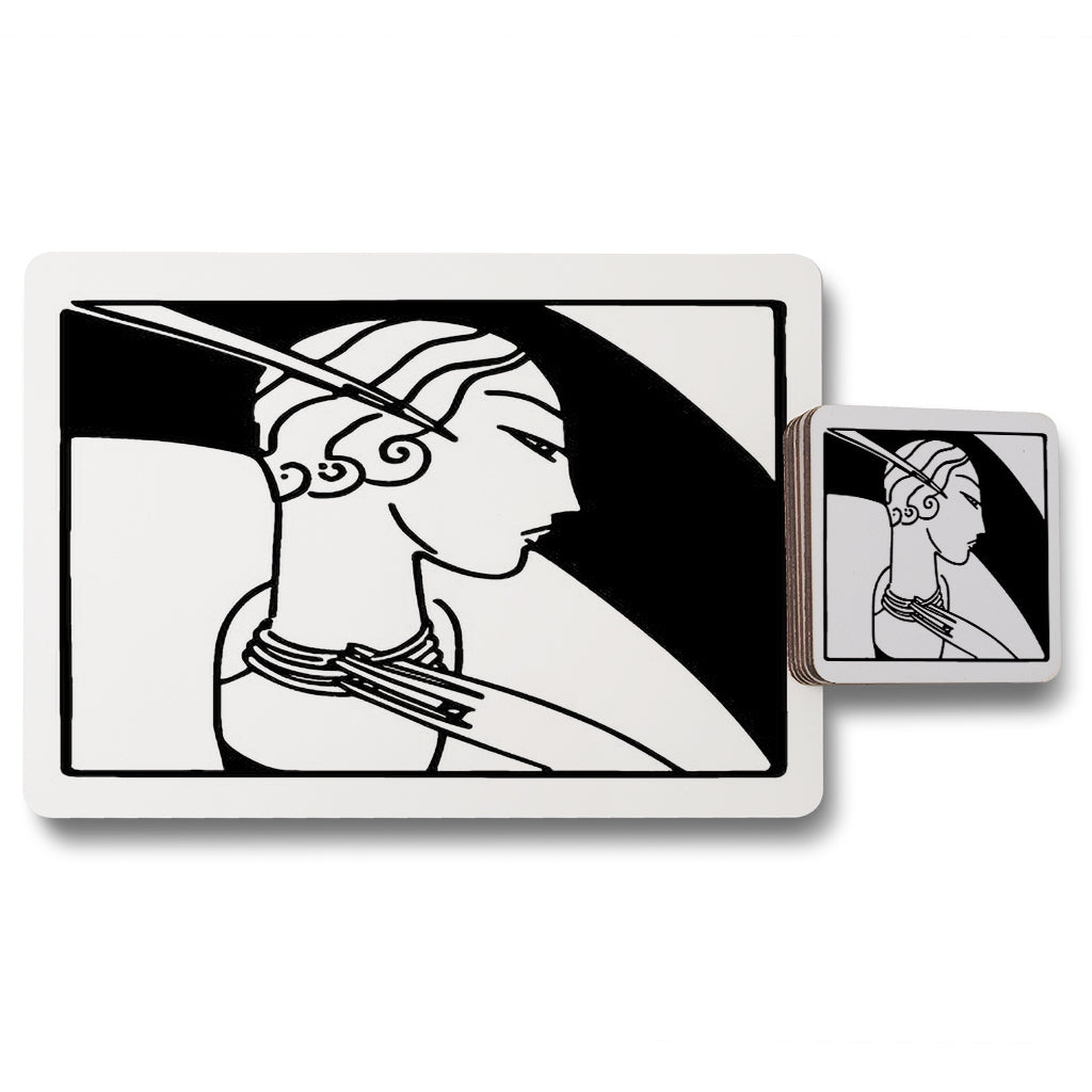 New Product Art Deco Woman (Placemat & Coaster Set)  - Andrew Lee Home and Living