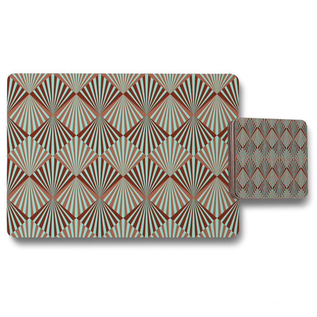 New Product Green Geometric Rays (Placemat & Coaster Set)  - Andrew Lee Home and Living