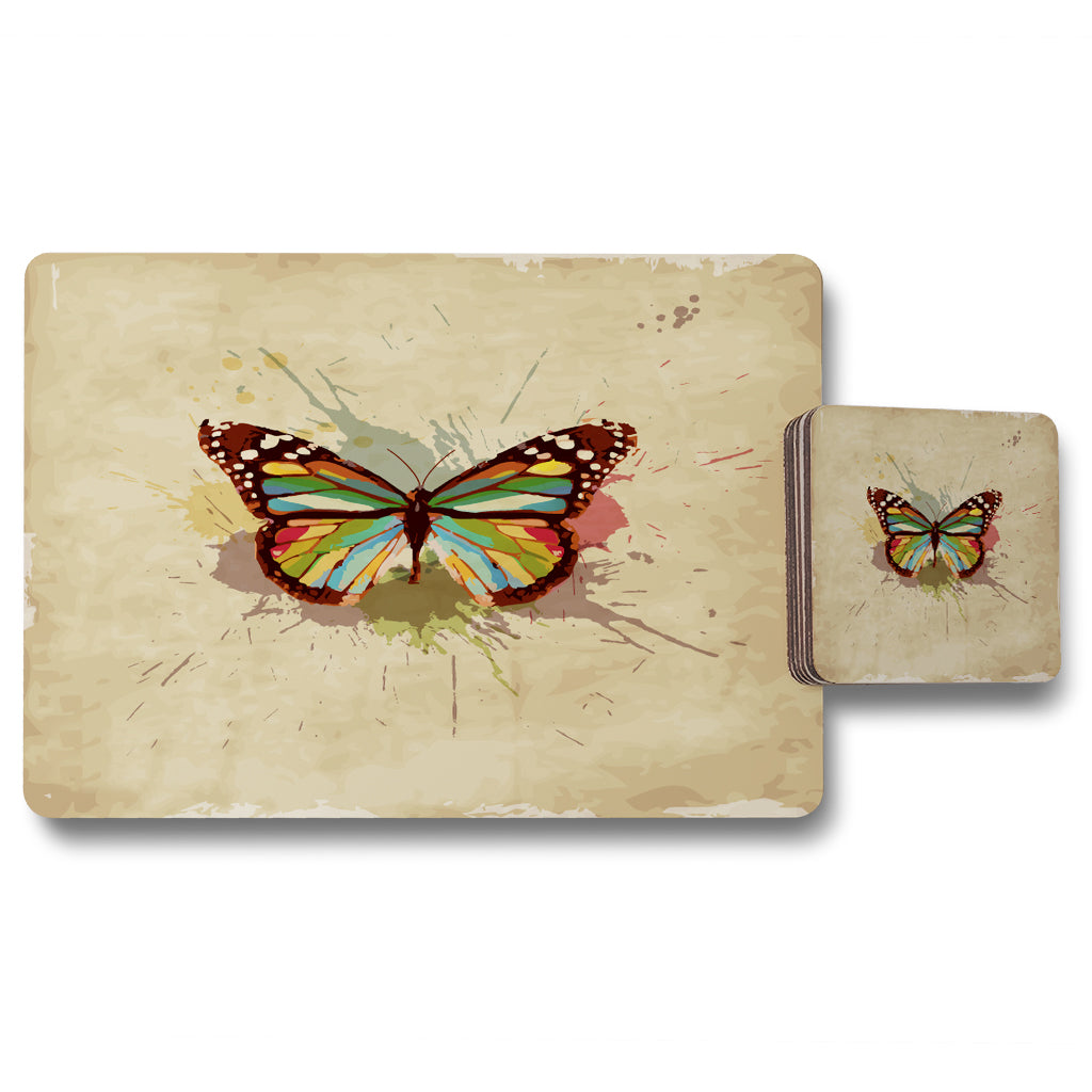 New Product Butterfly & Paint Splats (Placemat & Coaster Set)  - Andrew Lee Home and Living
