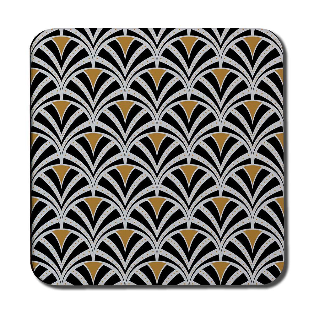 Black & Gold Shells Geometric (Coaster) - Andrew Lee Home and Living