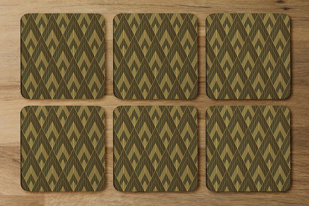 Black & Gold Striped Triangles (Coaster) - Andrew Lee Home and Living