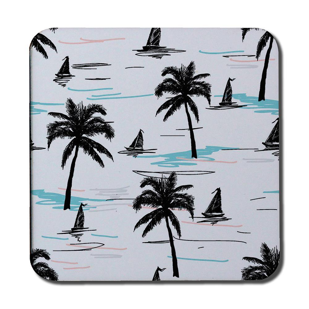 Palm Trees & Sailboats (Coaster) - Andrew Lee Home and Living