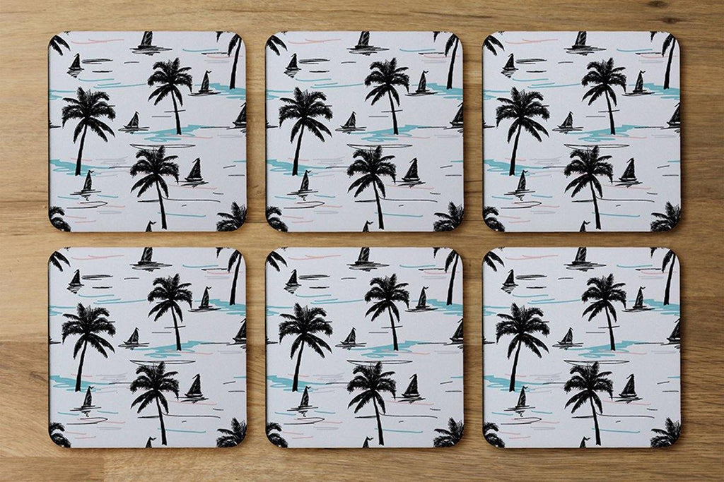 Palm Trees & Sailboats (Coaster) - Andrew Lee Home and Living