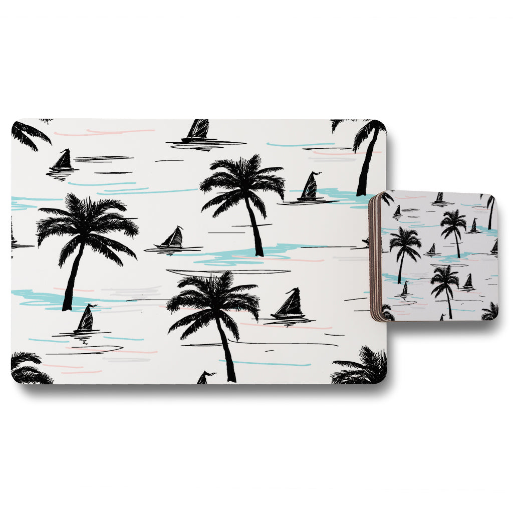 New Product Palm Trees & Sailboats (Placemat & Coaster Set)  - Andrew Lee Home and Living