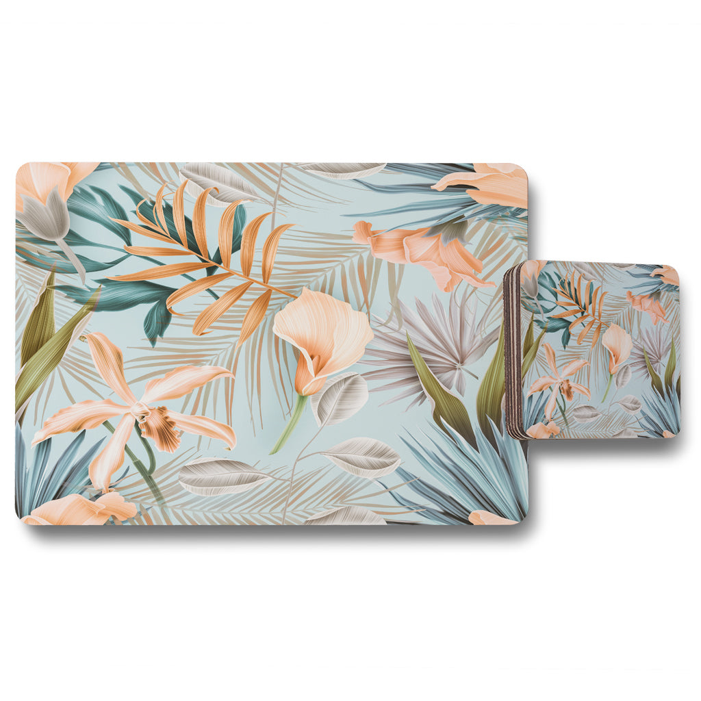 New Product Pink Tropical Flowers (Placemat & Coaster Set)  - Andrew Lee Home and Living