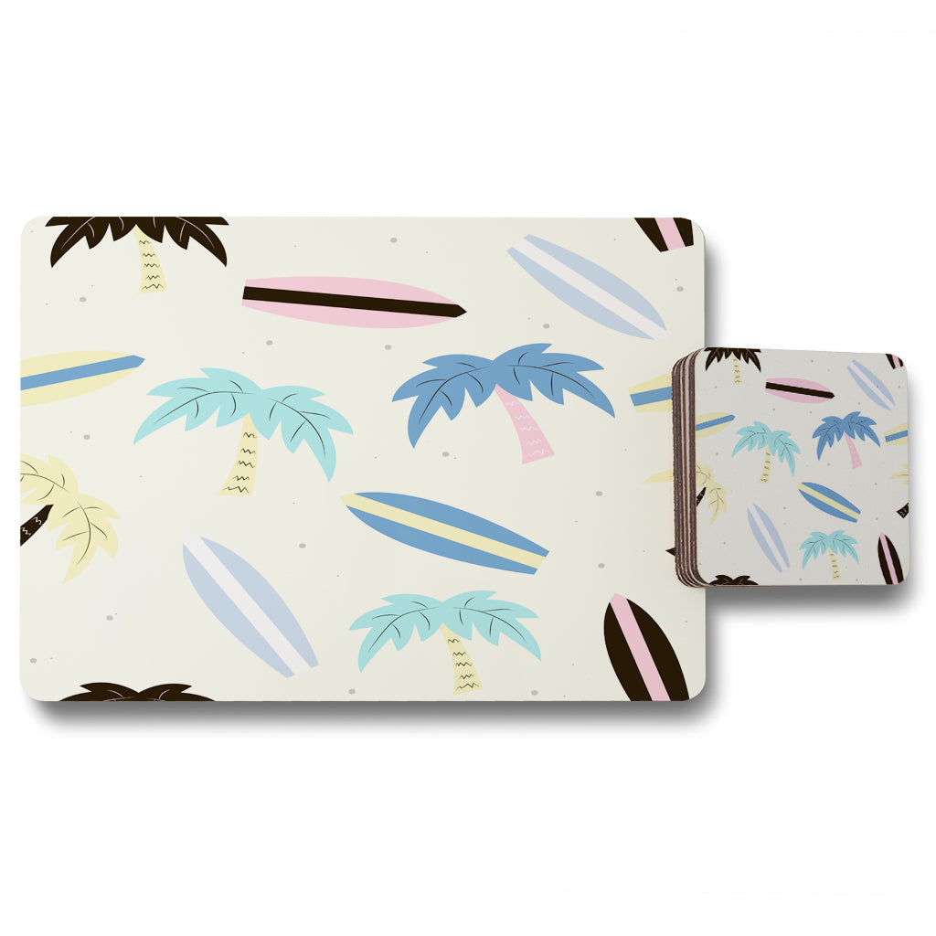 New Product Surf Boards & Palm Trees (Placemat & Coaster Set)  - Andrew Lee Home and Living