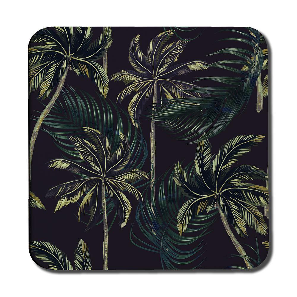 Green Palm on Black (Coaster) - Andrew Lee Home and Living