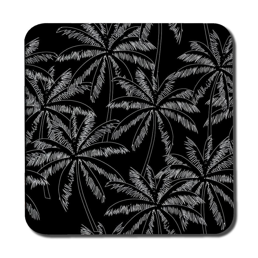 White Palm Trees on Black (Coaster) - Andrew Lee Home and Living