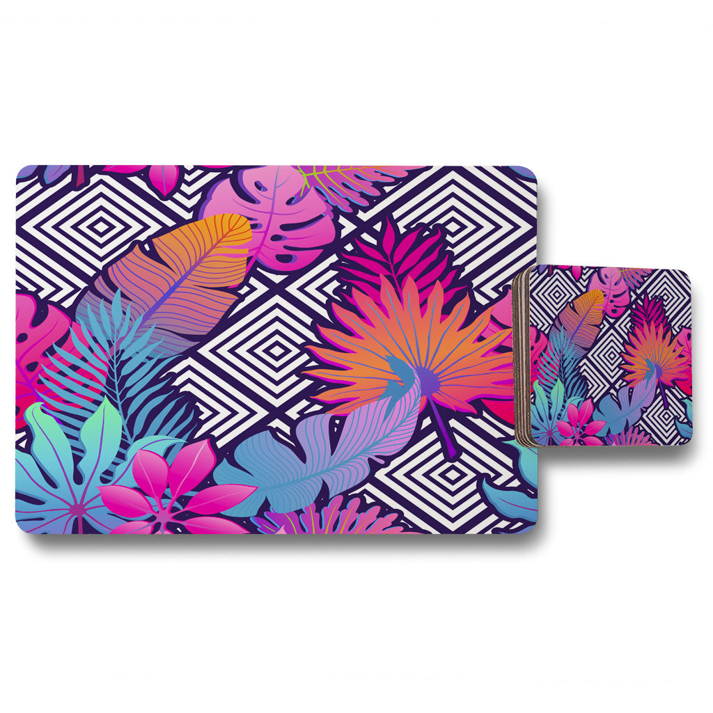 New Product Tropical Geometric (Placemat & Coaster Set)  - Andrew Lee Home and Living