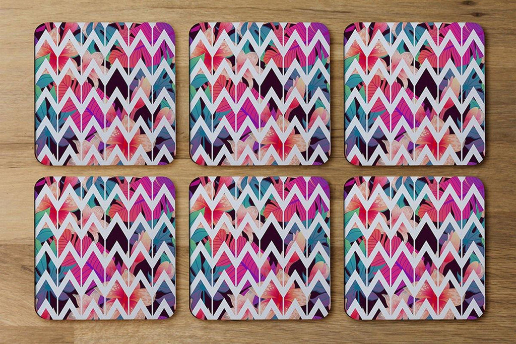 Tropical Geometric Zig Zags (Coaster) - Andrew Lee Home and Living