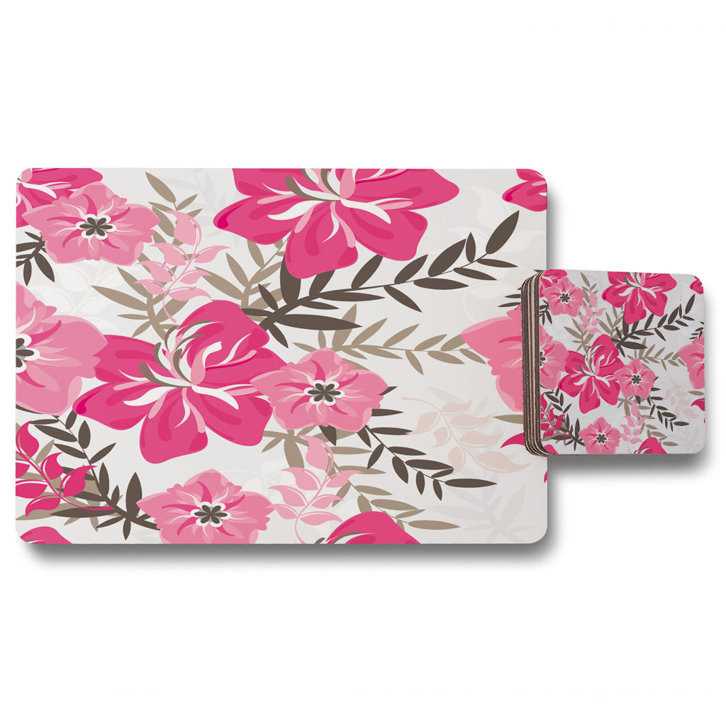 New Product Red & Pink Floral (Placemat & Coaster Set)  - Andrew Lee Home and Living