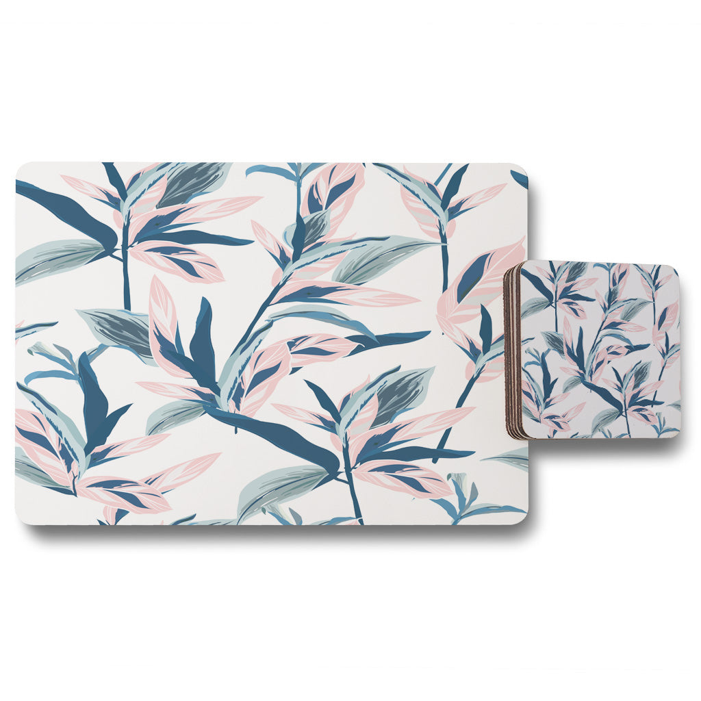 New Product Winter Pink & Blue Flowers (Placemat & Coaster Set)  - Andrew Lee Home and Living