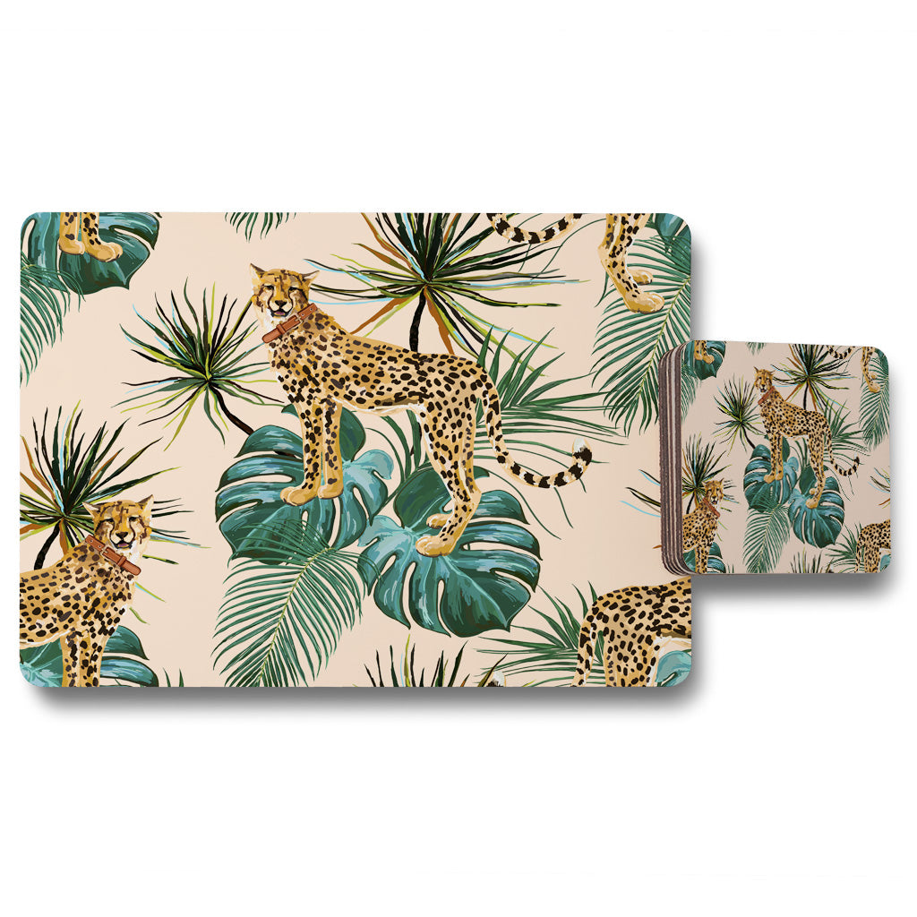 New Product Tropical Cheetah (Placemat & Coaster Set)  - Andrew Lee Home and Living