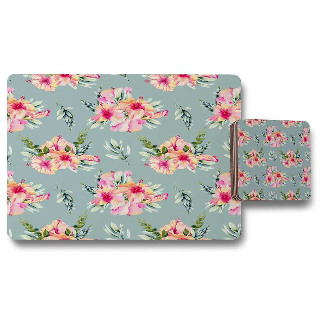 New Product Pink Flowers (Placemat & Coaster Set)  - Andrew Lee Home and Living
