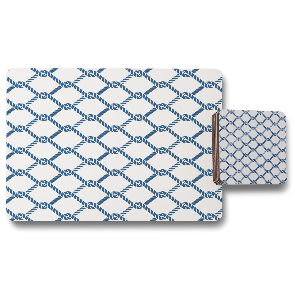 New Product Navy Chainlink Rope (Placemat & Coaster Set)  - Andrew Lee Home and Living