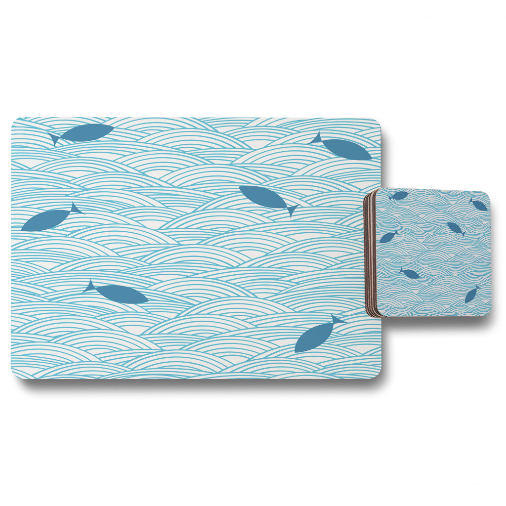 New Product Waves & Fish (Placemat & Coaster Set)  - Andrew Lee Home and Living