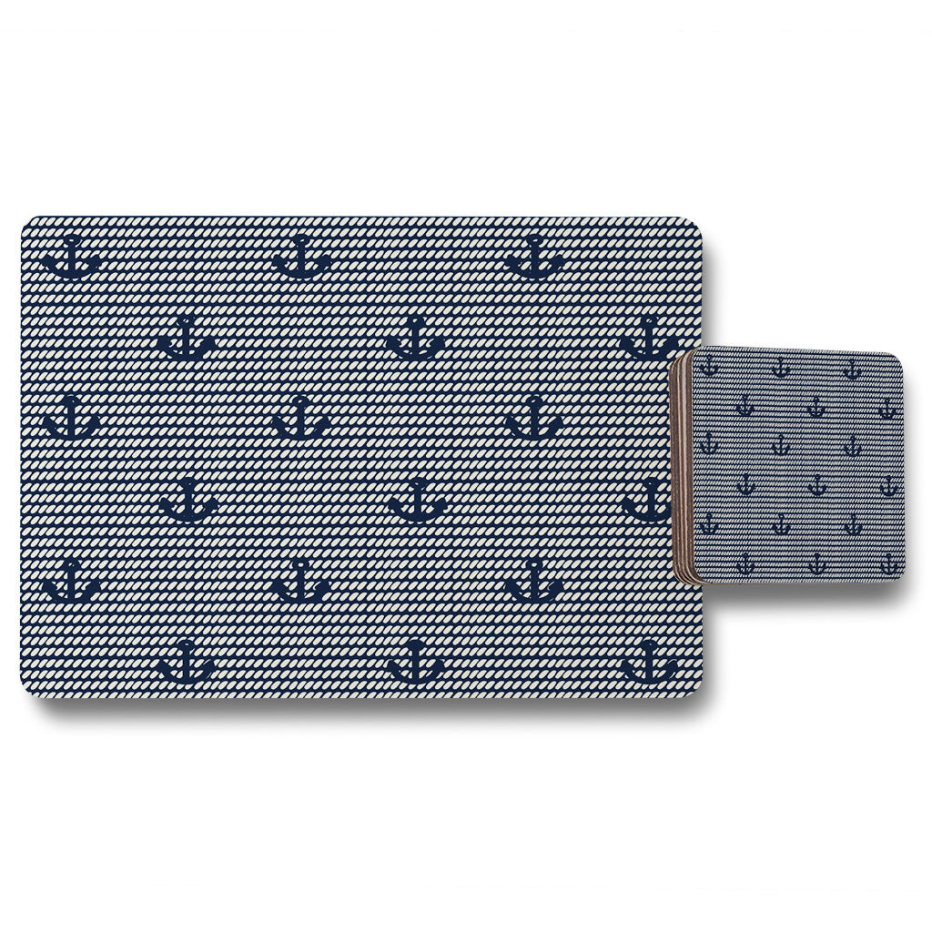 New Product Anchors on Rope Pattern (Placemat & Coaster Set)  - Andrew Lee Home and Living