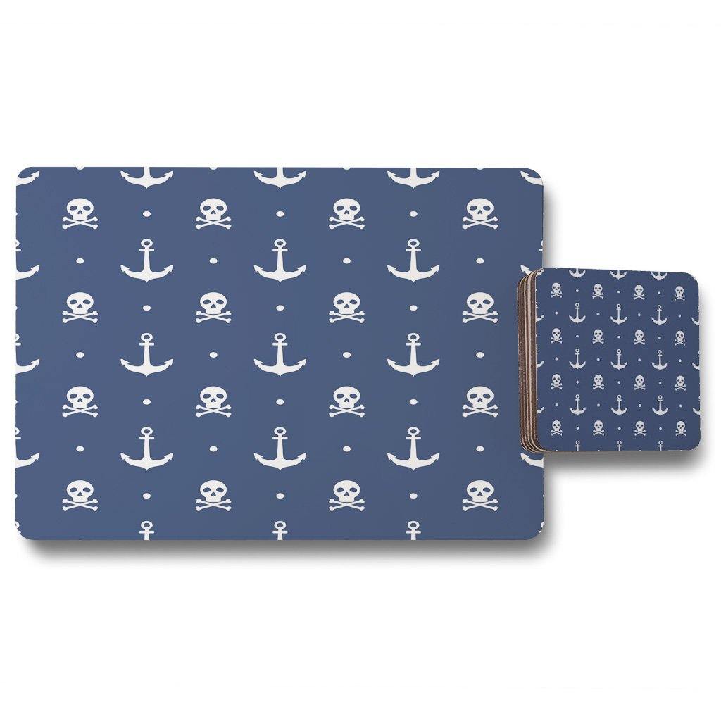 Anchor with Skull & Bones (Placemat & Coaster Set) - Andrew Lee Home and Living
