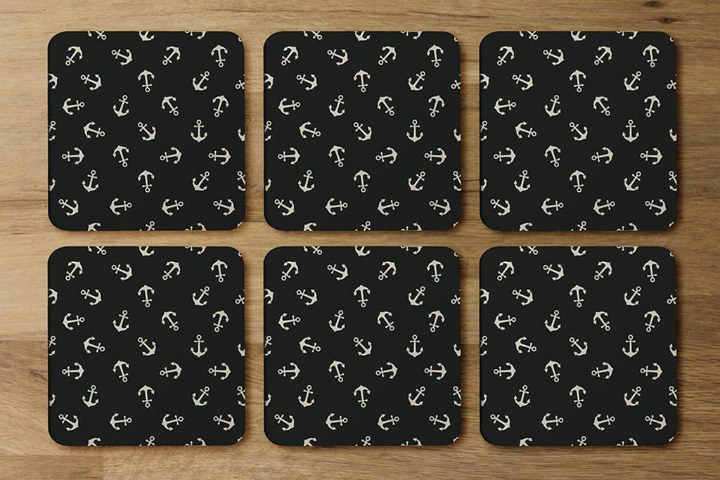 Anchors on Black Background (Coaster) - Andrew Lee Home and Living