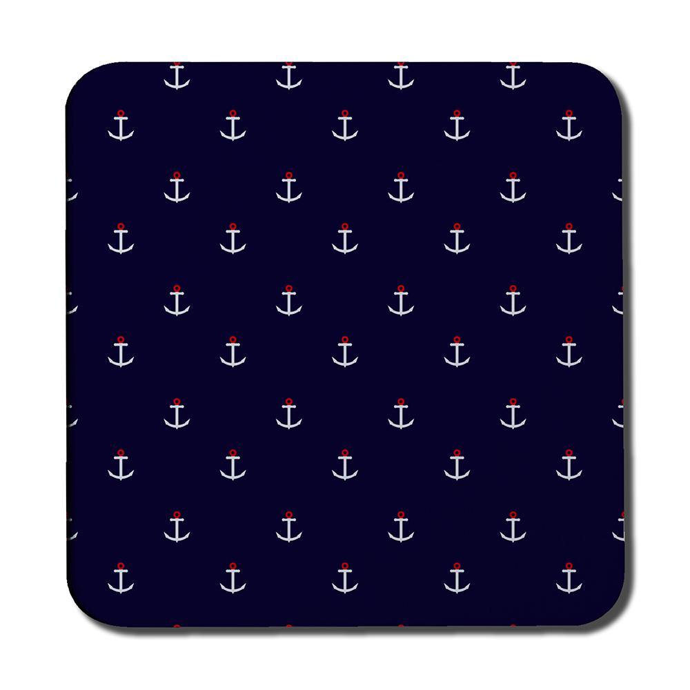 White & Red Anchors on Navy (Coaster) - Andrew Lee Home and Living
