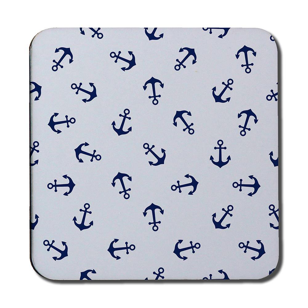 Navy Anchors on White (Coaster) - Andrew Lee Home and Living