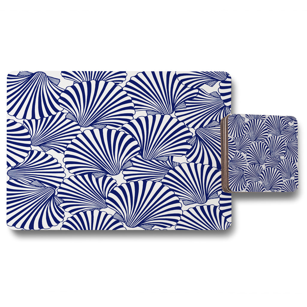 New Product Striped Sea Shells (Placemat & Coaster Set)  - Andrew Lee Home and Living