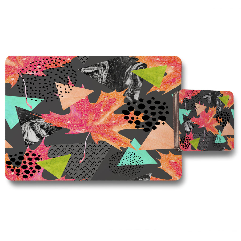 New Product Maple Leaf Geometrics (Placemat & Coaster Set)  - Andrew Lee Home and Living
