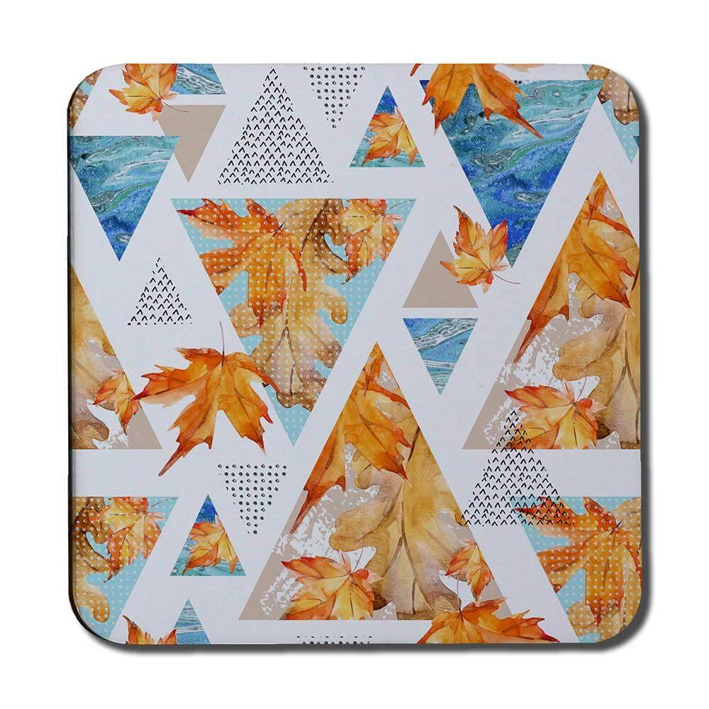 Autumn Geometrics with Maple Leaves (Coaster) - Andrew Lee Home and Living