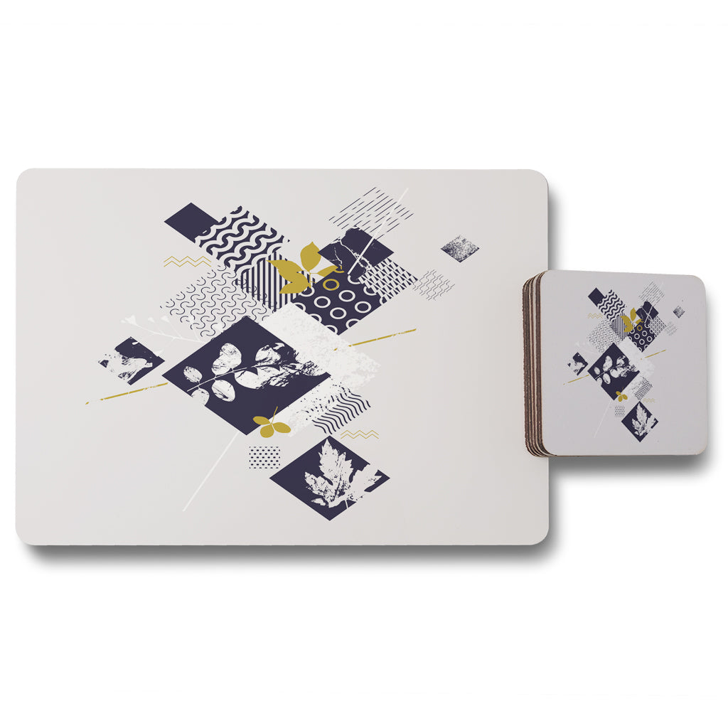 New Product Geometric Squares & Leaves (Placemat & Coaster Set)  - Andrew Lee Home and Living