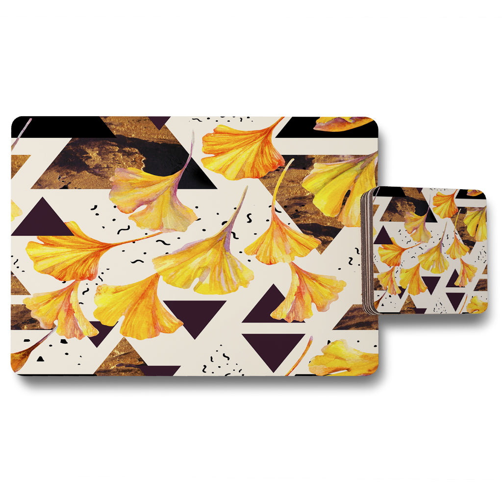 New Product Orange Flowers and Triangles (Placemat & Coaster Set)  - Andrew Lee Home and Living