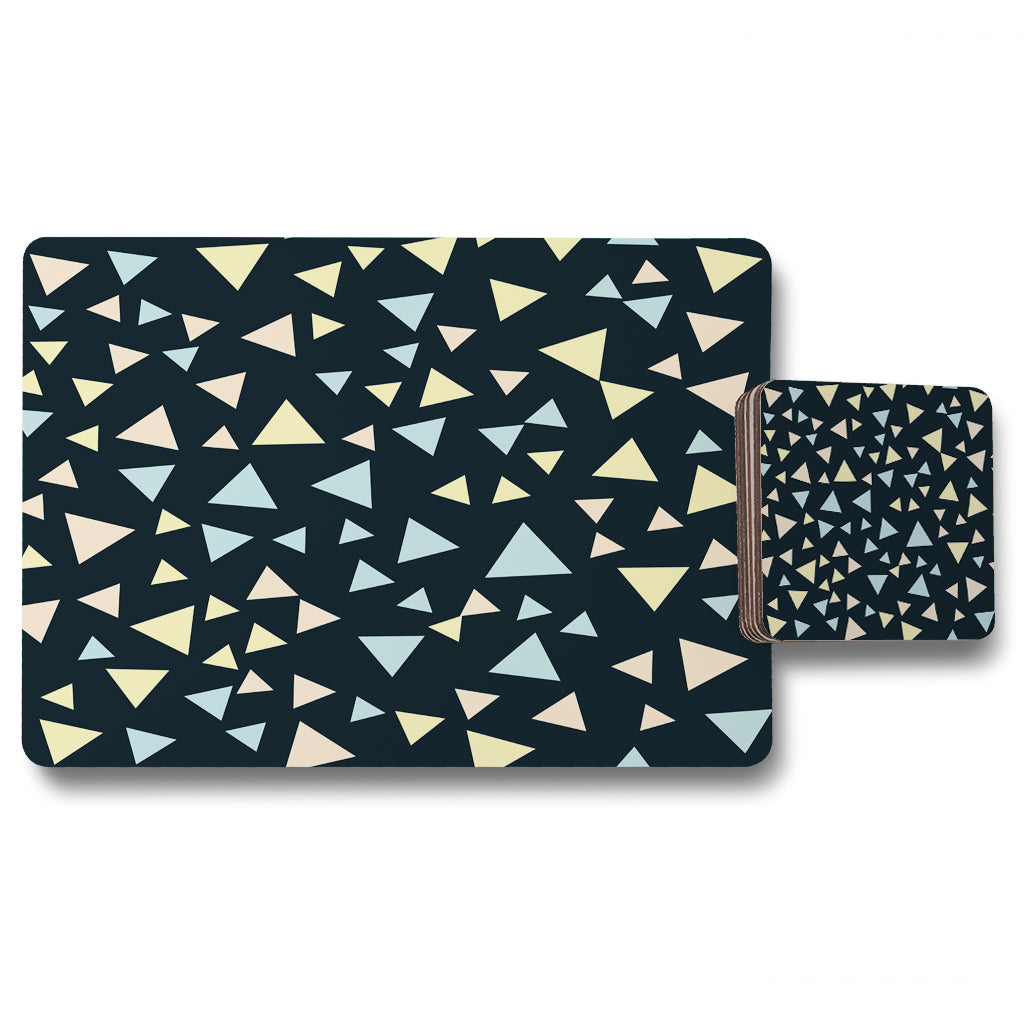 New Product Yellow & Blue Triangles (Placemat & Coaster Set)  - Andrew Lee Home and Living