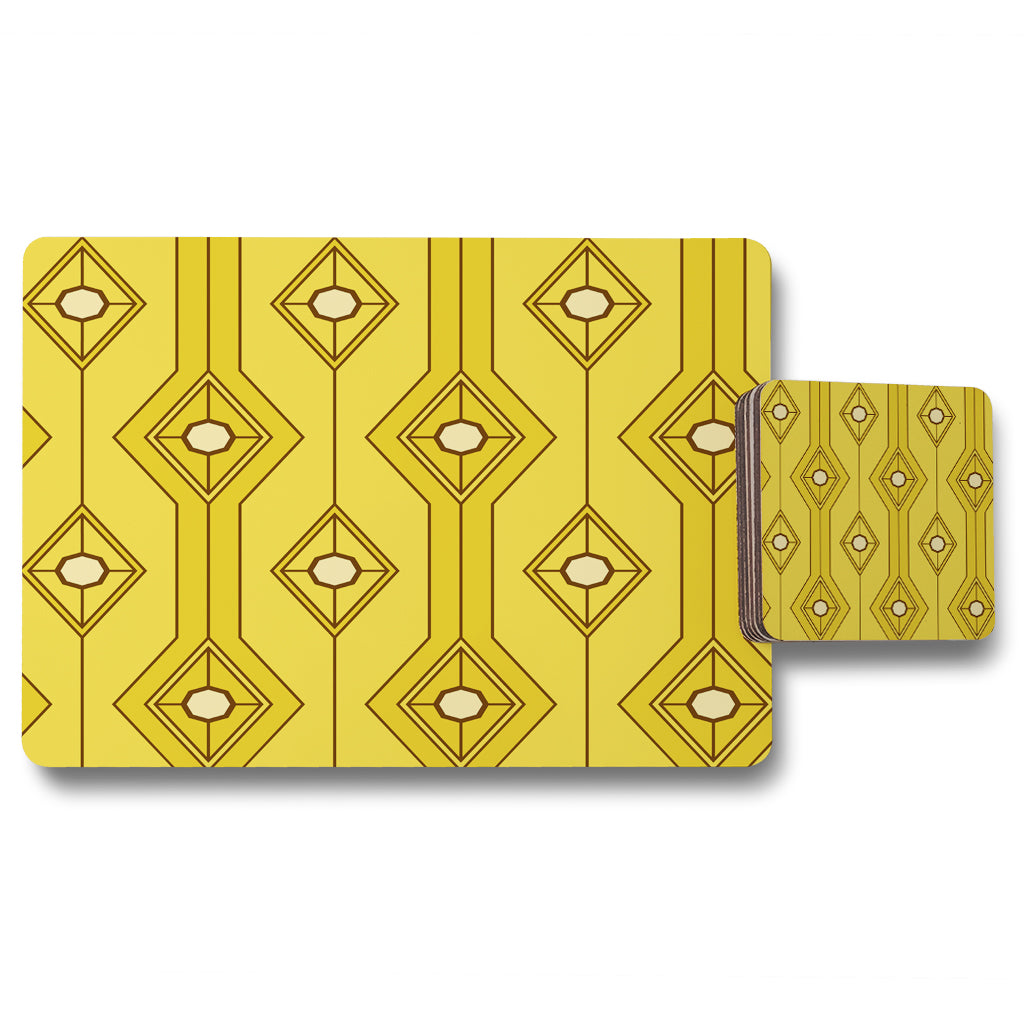 New Product Yellow Geometric (Placemat & Coaster Set)  - Andrew Lee Home and Living