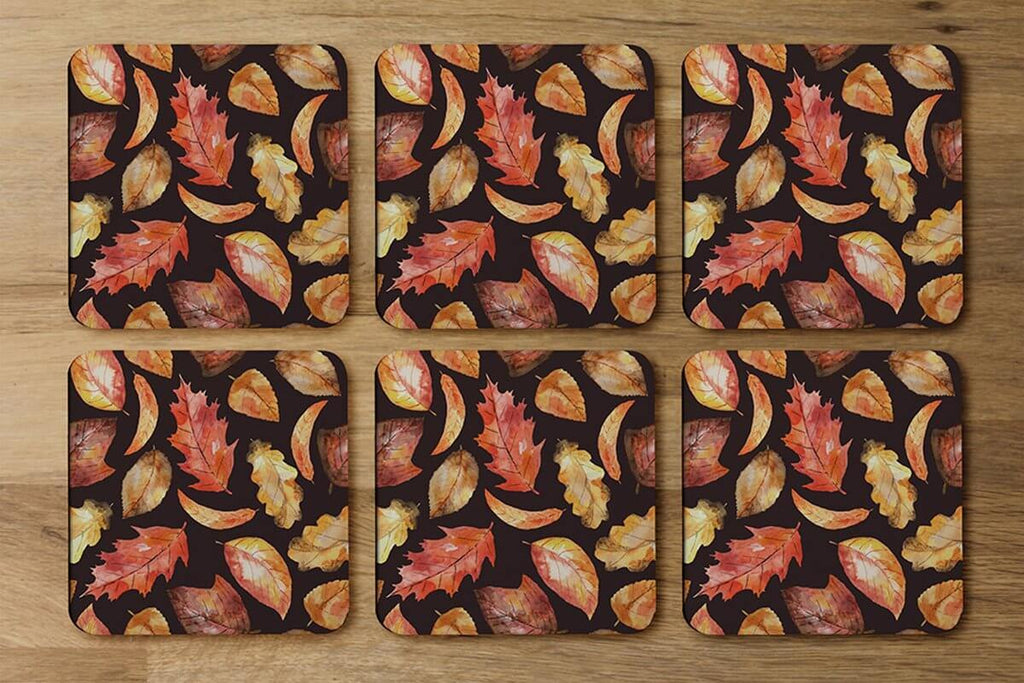 Autumn Leaves on Black (Coaster) - Andrew Lee Home and Living