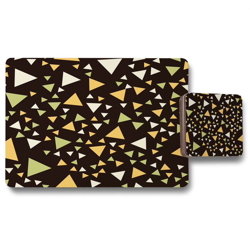 New Product Yellow Green Triangles (Placemat & Coaster Set)  - Andrew Lee Home and Living