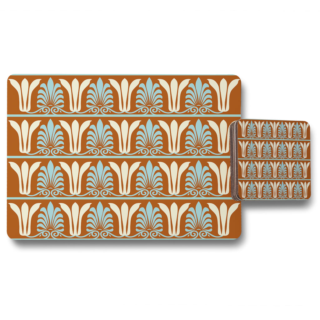 New Product Egyptian Flower Ornament Pattern (Placemat & Coaster Set)  - Andrew Lee Home and Living