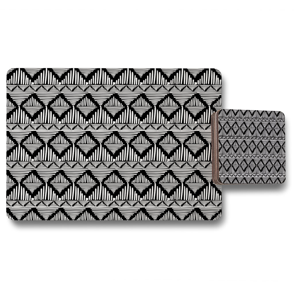 New Product Geometric Line Pattern (Placemat & Coaster Set)  - Andrew Lee Home and Living