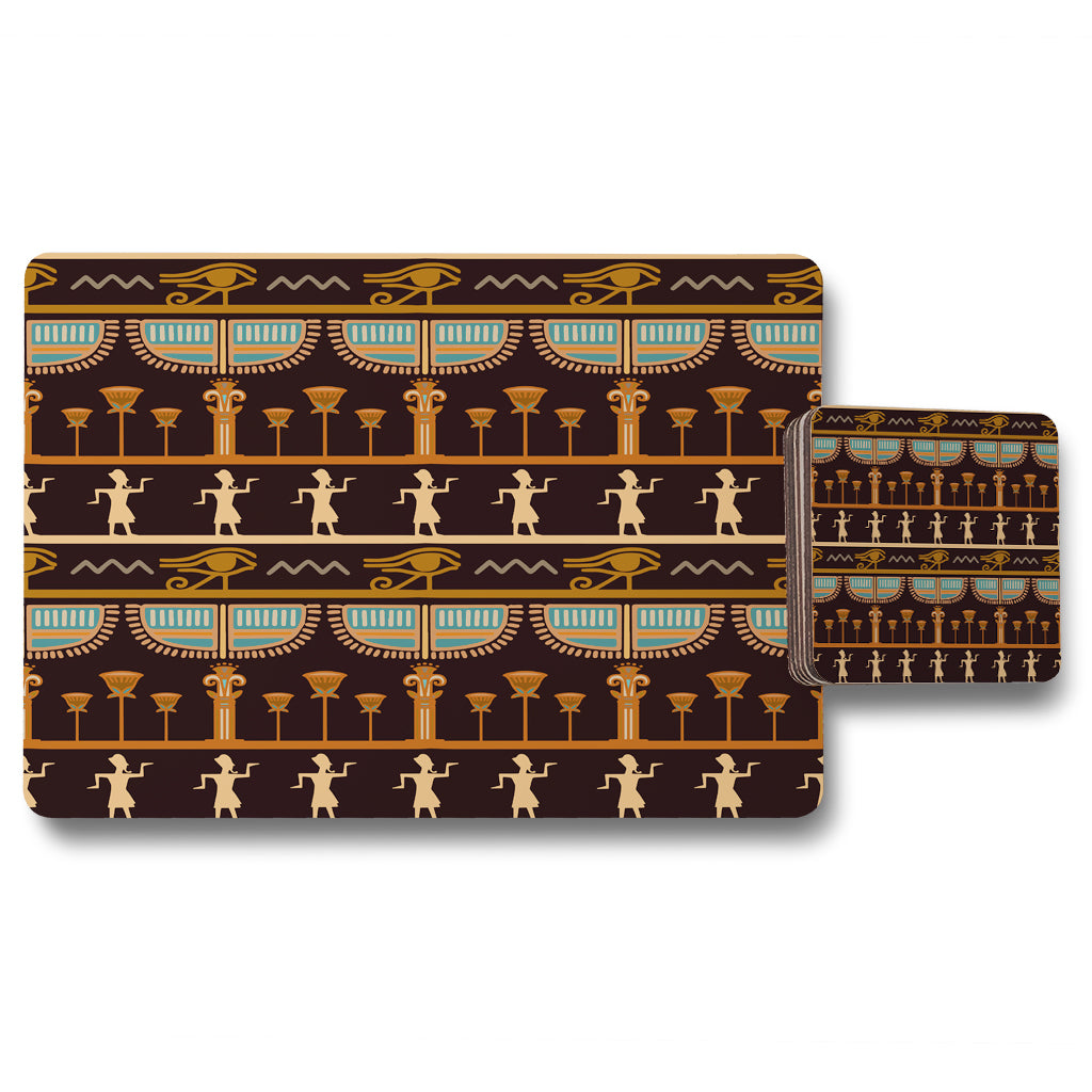 New Product Orange & Black Hieroglyphs (Placemat & Coaster Set)  - Andrew Lee Home and Living