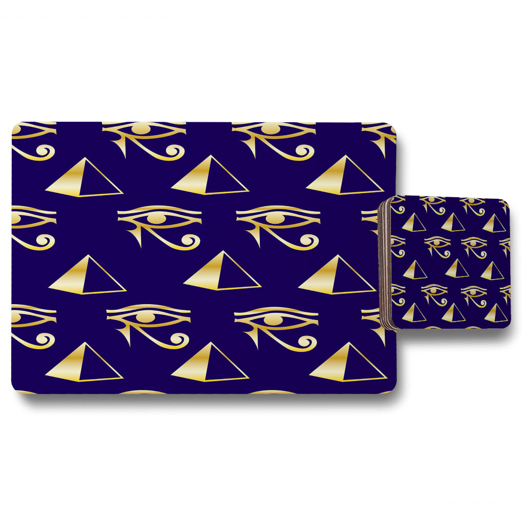 New Product Gold Pyramid & Eye Of Horus (Placemat & Coaster Set)  - Andrew Lee Home and Living