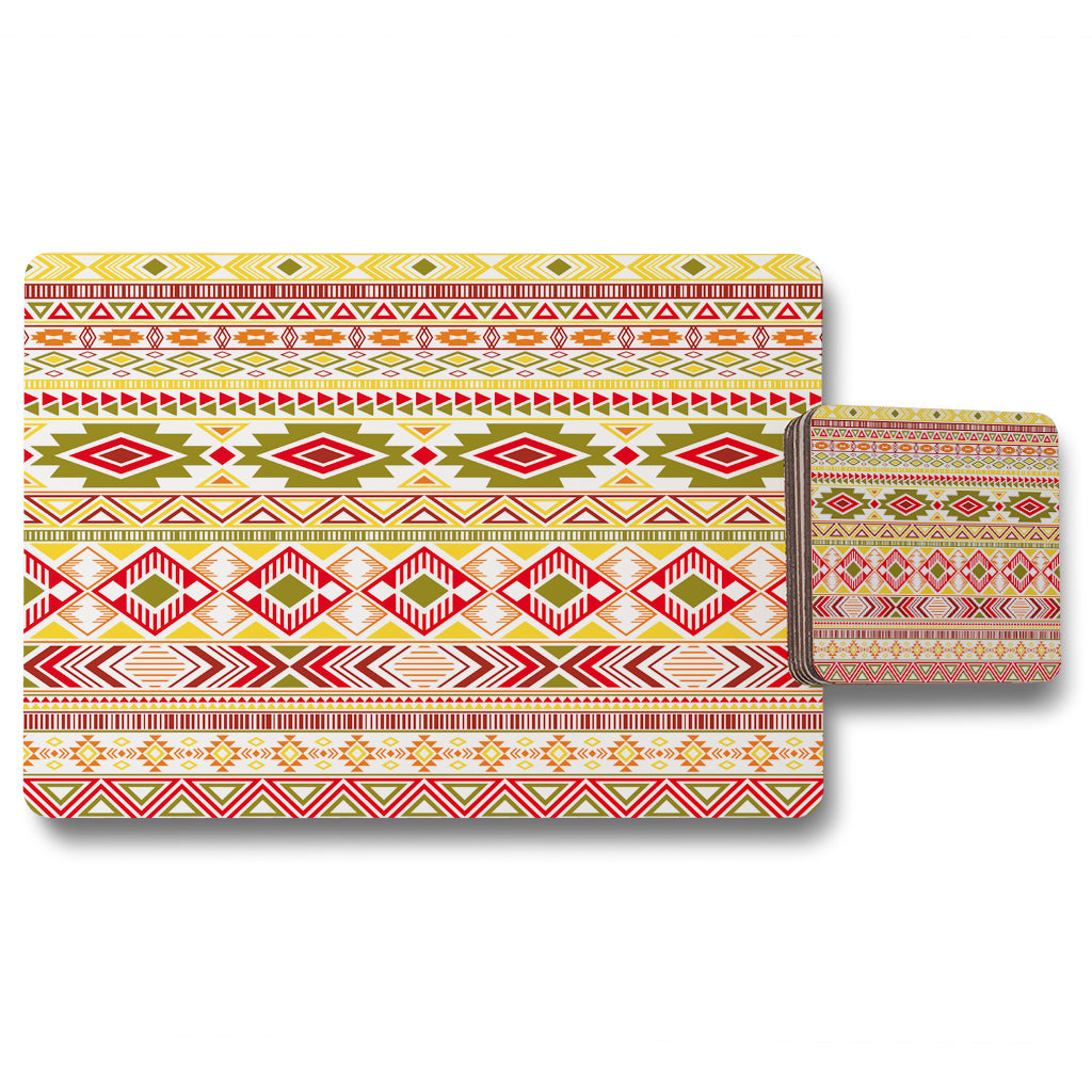 New Product Aztec American Indian Pattern (Placemat & Coaster Set)  - Andrew Lee Home and Living