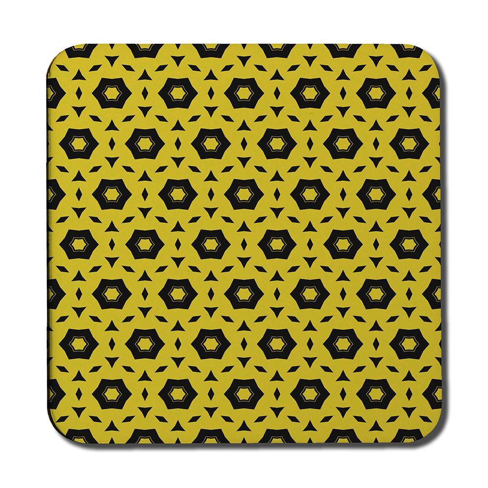 Yellow & Black Geometric Pattern (Coaster) - Andrew Lee Home and Living
